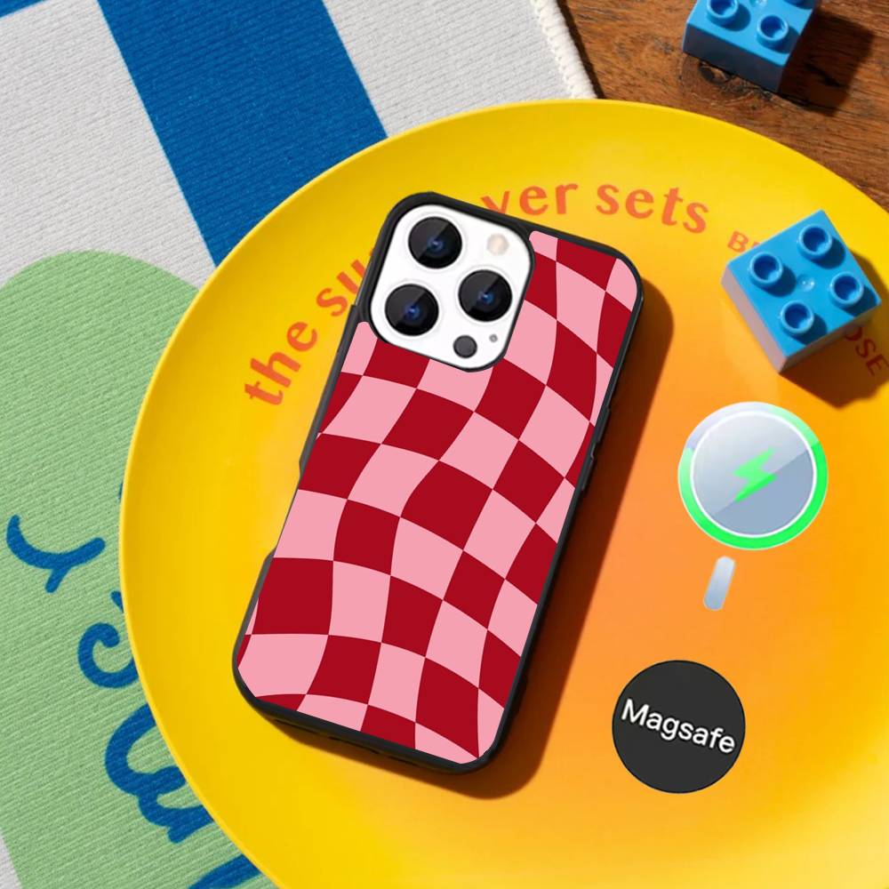 Checked chess board lattice Phone Case For iPhone 17,16,15,14,13,12,11,Pro,Max,Plus,Mini Magnetic Magsafe Wireless Charging