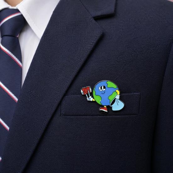 Earth Enamel Lapel Pin, Protecting The Earth Metal Brooch Pin for Backpacks, Clothing, Bags, Hats, Earth Day Gifts for Women Men