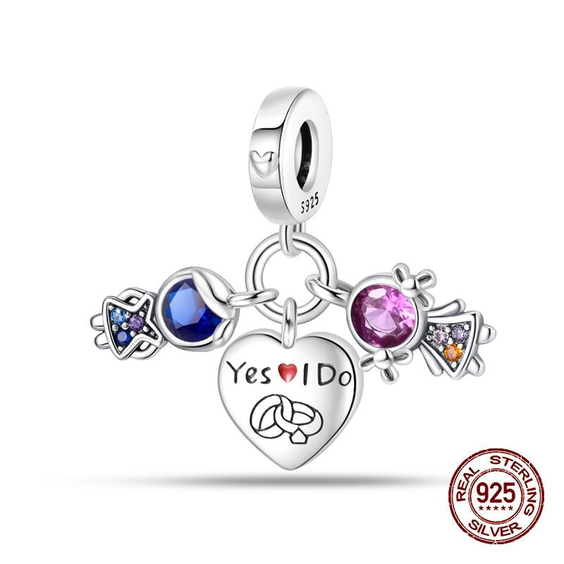 Neue Kupfer Romantische Liebesbrief Hochzeit Ringe Charms Perlen Passend für 3mm Original Armband DIY Schmuck Verlobungsgeschenke