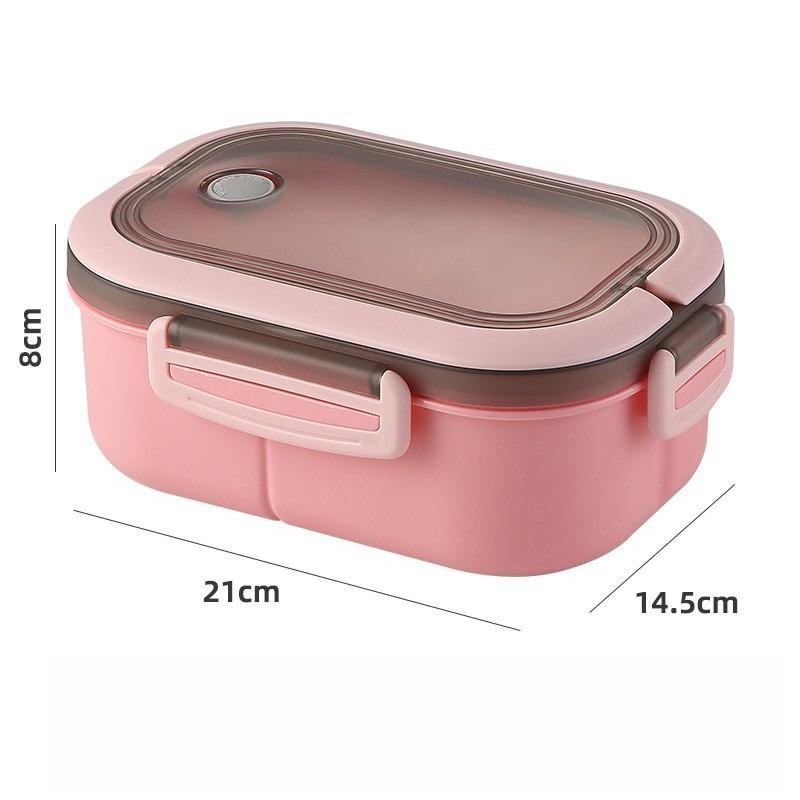 1L Double Layer Bento Lunch Box with Spoon Fork Leakproof Microwave Food Container for Kids Office Camping Travel Picnic