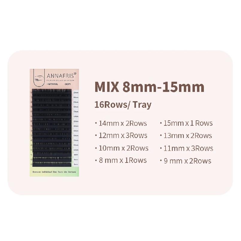 ANNAFRIS Premium L/L+/LC/LD/LU(M) Curl Matte Black Individual Eyelashes Extension Natural Soft Faux Lashes For Makeup Maquiagem