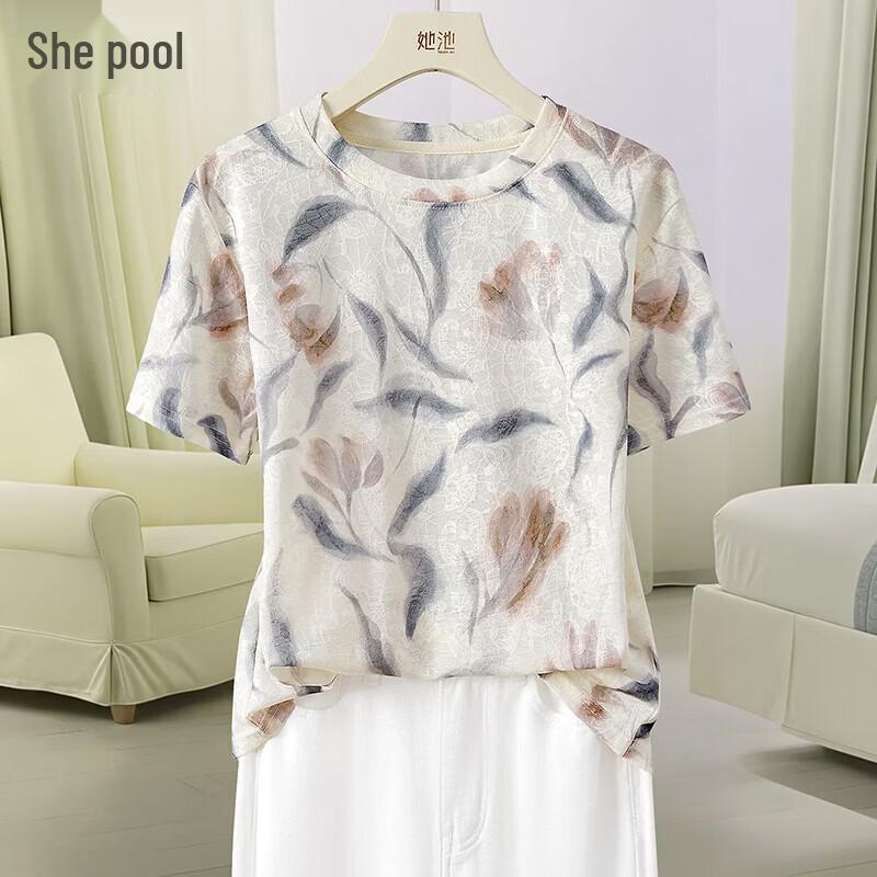 Women s Floral Print Short Sleeve T-shirt L