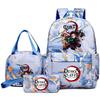 3 Stück/Set Anime Demon Slayer Aufdruck Rucksack Handtasche Federmäppchen für Teenager Schüler Mädchen Junge Schultasche Damen Große Kapazität Wasserdicht Reise Tasche