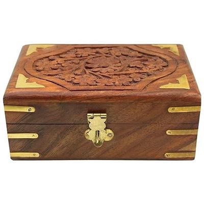 Handgefertigte Schmuckschatulle aus Holz für Damen, Schmuck-Organizer, handgeschnitzte Schnitzereien, Geschenkartikel