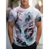 Fashion Men's Crew Neck Short Sleeve 3D Casual Color Printing Casual Short Sleeve Crew Neck T-Shirt