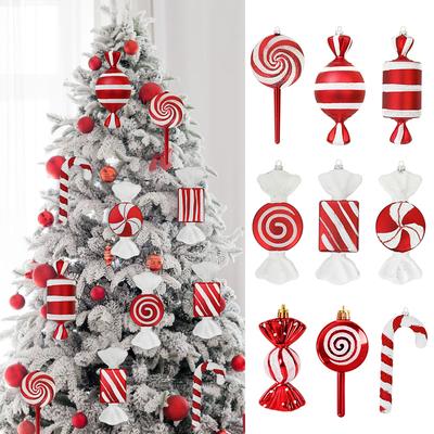 Christmas Lollipop Candy Cane Pendant Big Xmas Tree Hanging Ball Ornaments 2024 Christmas Decoration For Home 2025 New Year Gift
