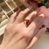 Oil Painting Vintage Ring Butterfly Luxury Flower Ring Temperament Baroque Pearl Ring  Girls