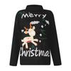 Damen-Winter-Pullover mit Stehkragen, Weihnachts-Hirsch-Druck-Pullover-Oberteil