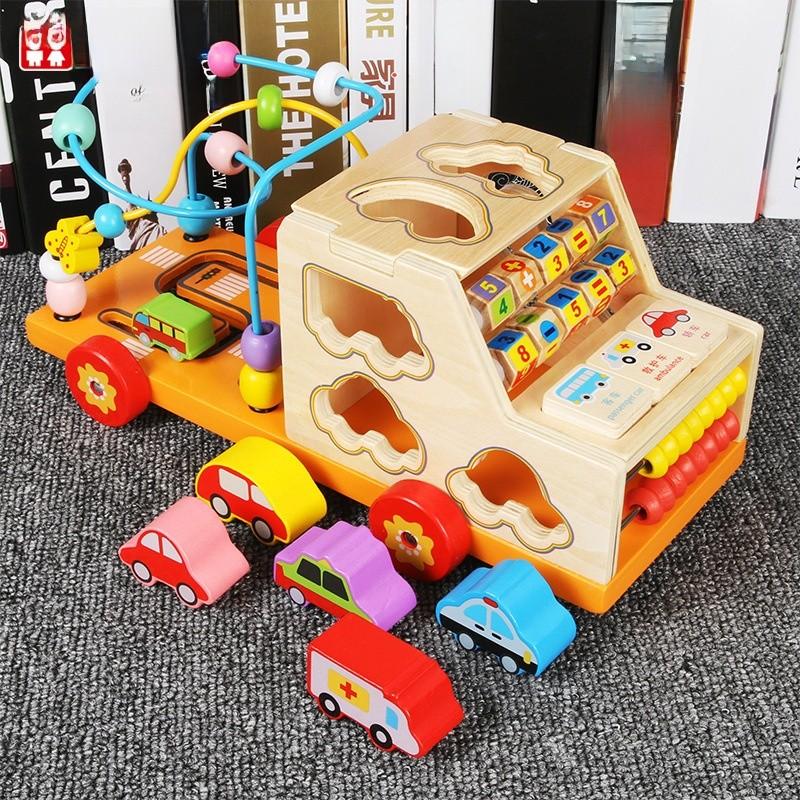 Wooden Educational Kid Learning Car Shape And Pattern Recognition Toddler Play