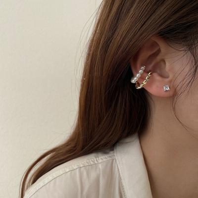 Fashion Charm Double Layer Pearl Clip On Earrings Fake Piercing Ear Bone Clips for Women Korea Simple Jewelry Gifts Accessory