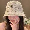Basin Hat Hand-Crocheted Hollow Design Fisherman Hat Short Brim UV Protection Summer Travel Hat Headwear