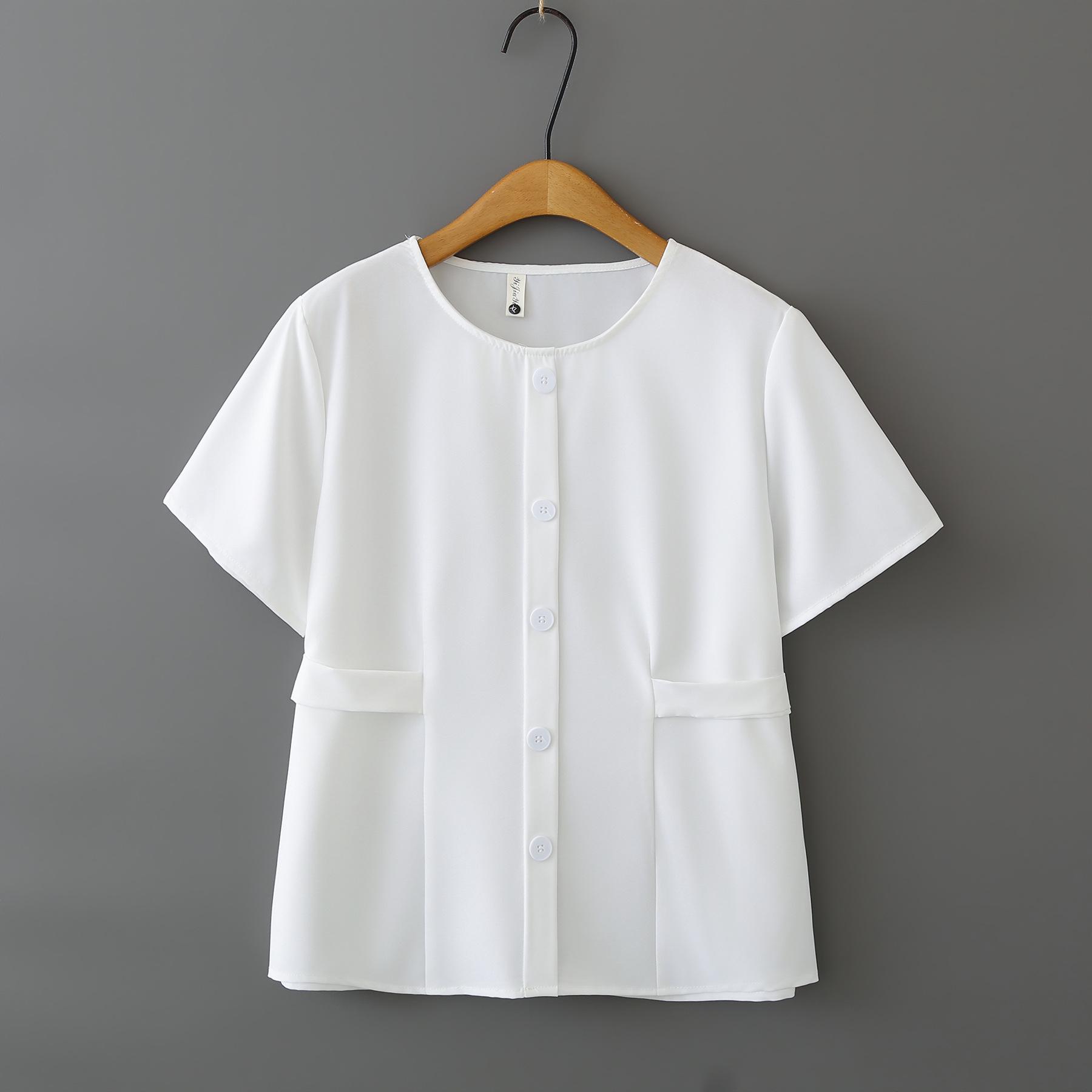 

Plus Size Women s Round Neck Short Sleeve Summer T-Shirt, Versatile Petite Fit XL белый
