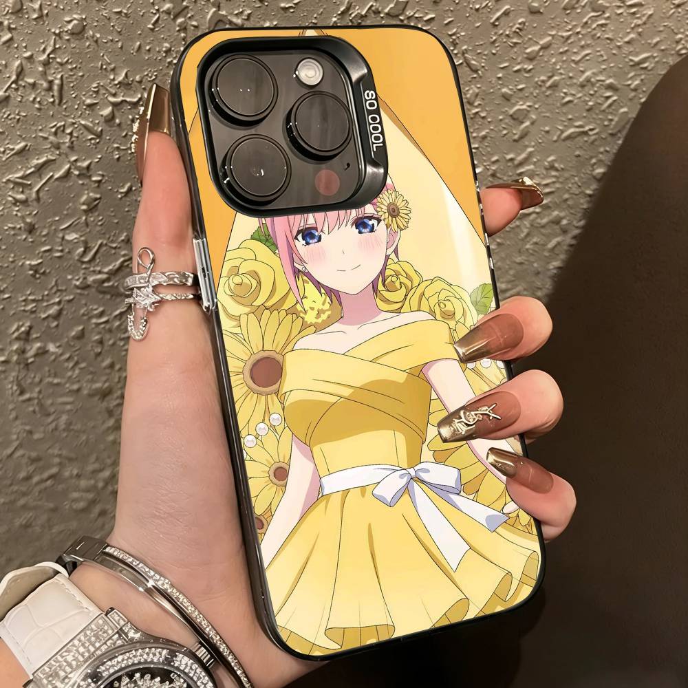 Anime Ichika N-Nakano Handyhülle für iPhone 17,16,15,14,13,12,11 Plus,Pro Max,XS,Farbige Silberbeschichtete Innenabdeckung