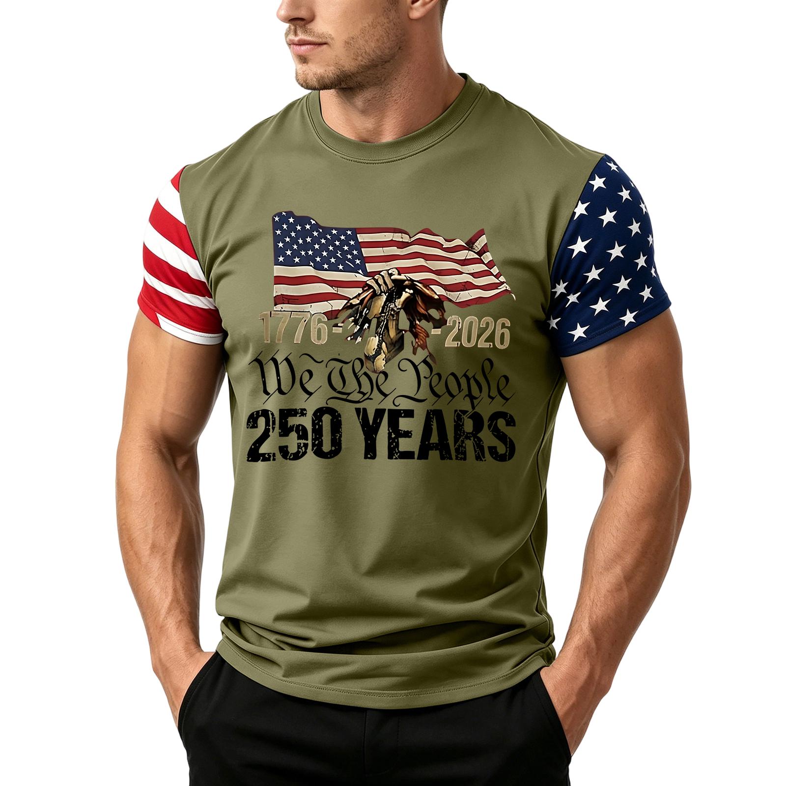 

Men s Short Sleeve T Shirt Loose Fit Casual Summer Top American Flag Print Patriotic Graphic Tee Lightweight Breathable Fabric M