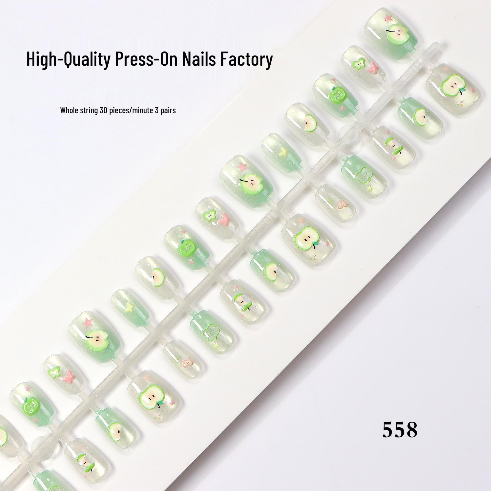 Spring Atmosphere Cat Eye White Moonlight Glass Bead Manicure Nail Tips