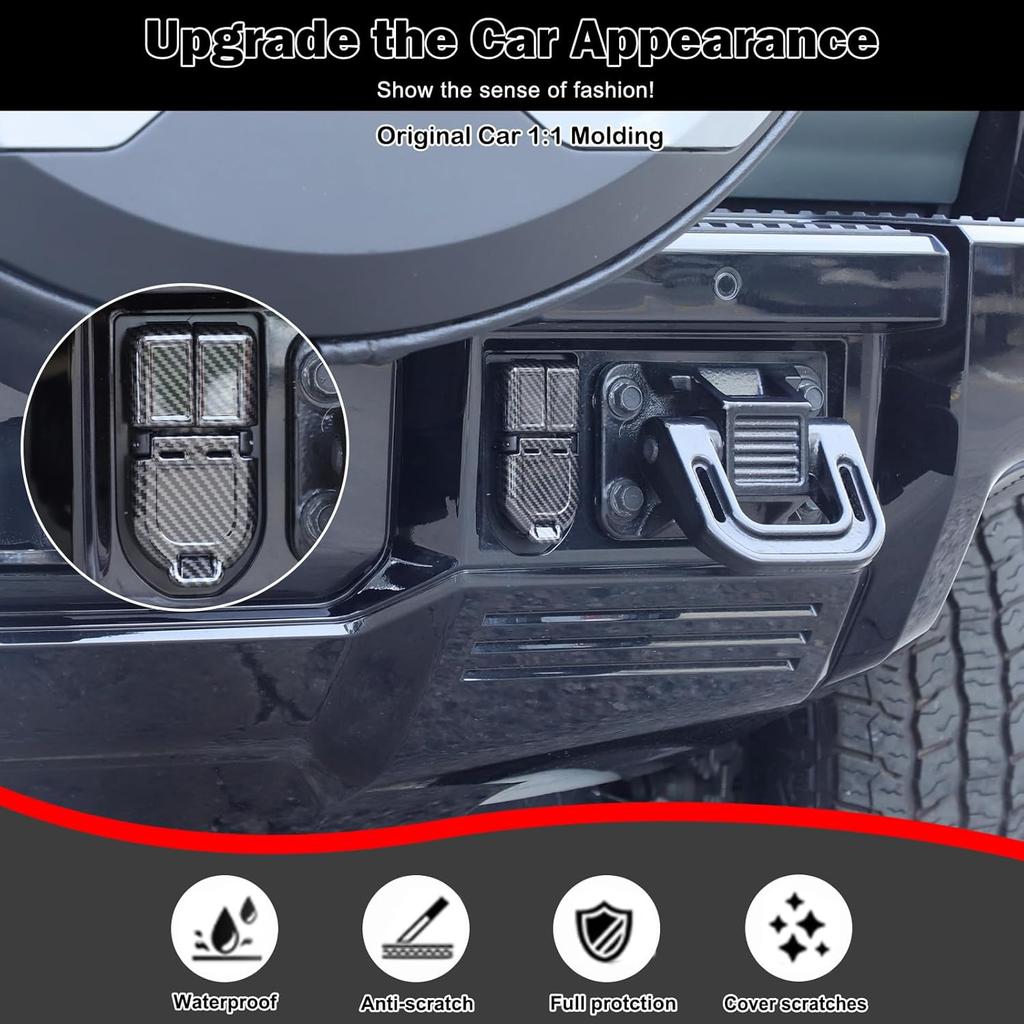 Car Trailer Hitch Cover Caps for Hummer EV Accessories Carbon Fiber Style Rear Bumper Trailer Hitch Cover Trim for 2022-2024 2025+ Hummer EV SUV