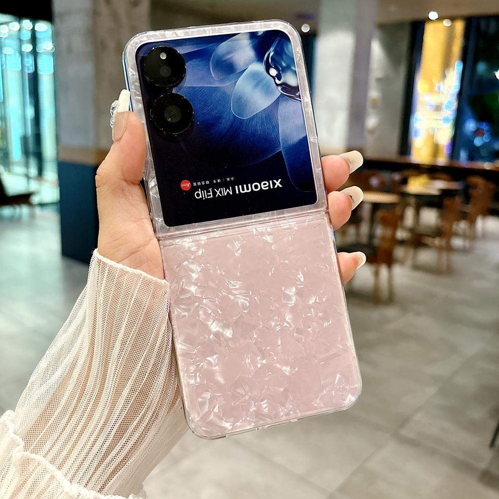 

KEYSION Роскошный глянцевый чехол с бриллиантовым узором для Xiaomi Mix Flip, жесткий чехол из ПК для женщин, противоударный чехол для телефона Xiaomi Mix Flip for Xiaomi Mix Flip розовый