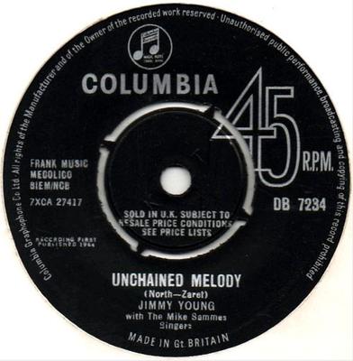 7inch Record JIMMY YOUNG (5), MIKE SAMMES SINGER - Unchained Melody  DB7234 Columbia 1964 UK Pop Used