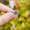 Men Blue Glass Lucky Metal Beads Metal Round Beads Ring Finger Ring Fashion Jewelry Blue Eye Rings