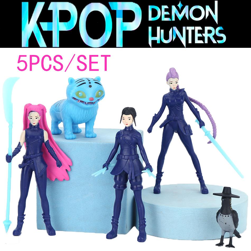 5PCS Kpop Demon Hunters Figure Toys Figures PVC Model Collectible Game Action Figures Desk Decoration Kids Birthday Toy Gifts