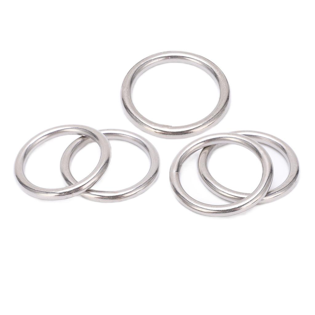 5Pcs 304 Grade Stainless Steel Round O Rings Multi Purpose Seamless Welding O Ring for Yoga Rings Hammock Sailing