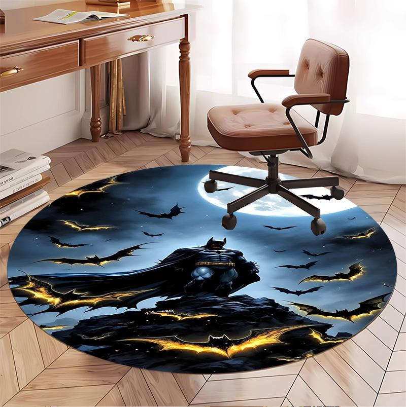 Batman Pattern Round Rug, Indoor/Outdoor Mat, for Picnic, Gameroom, Bedroom, Office, Living Room, Home Decor Carpet, Birthday Gift