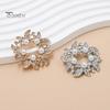 Brooch Pin, Faux Pearl Wreath Design Lapel Pin with Rhinestones Inlaid, Strong Buckle Circular Flower Leaf Garland for Coats Shirts Bags Accessories