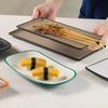 Melamine BBQ Rectangular Side Dish Plate - Imitation Porcelain Plastic, Creative Serving Plate, Drop-Resistant for Hot Pot & Barbecue Restaurants