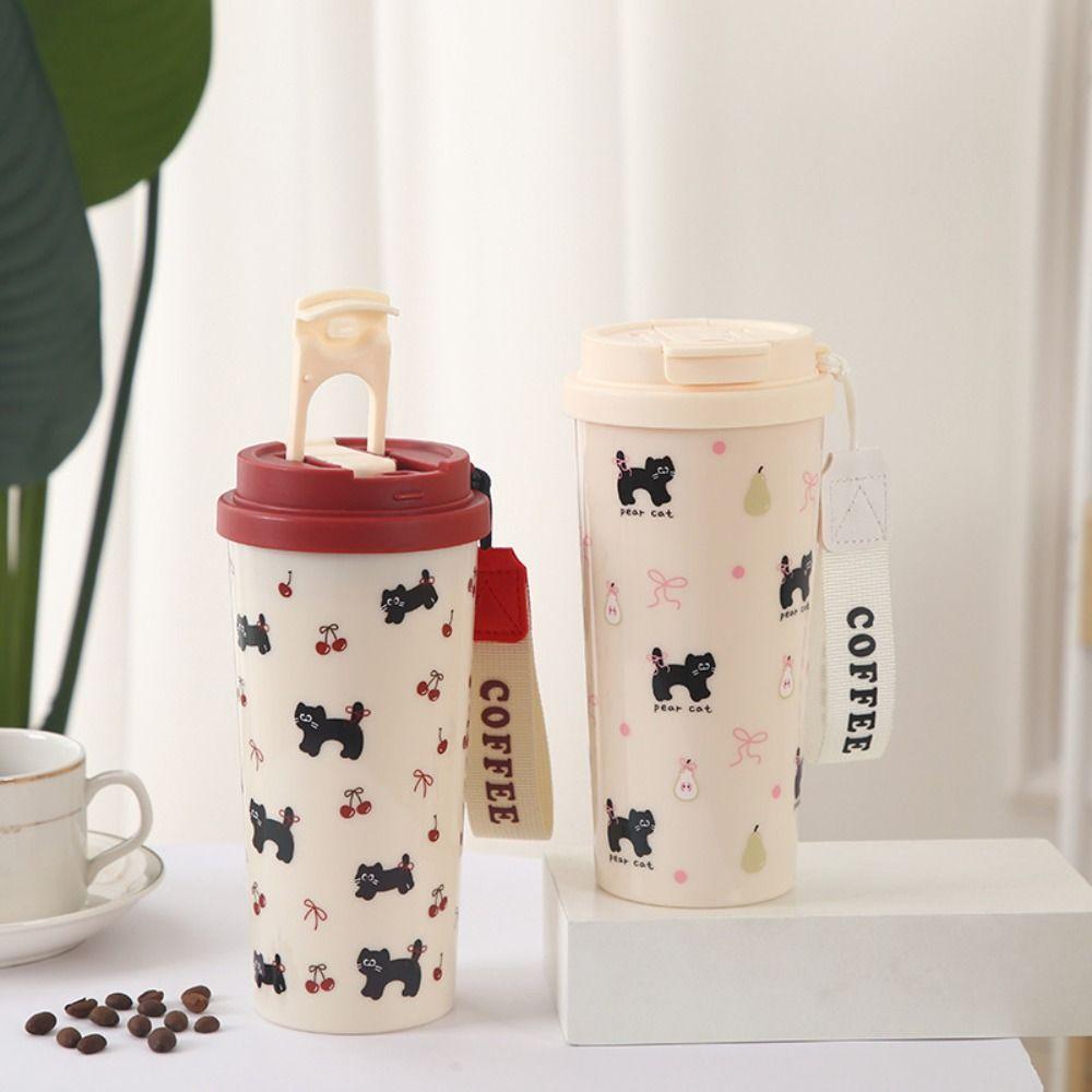 550ml Water Cup Leak-proof Coffee Cup Portable Plastic Cups  Student