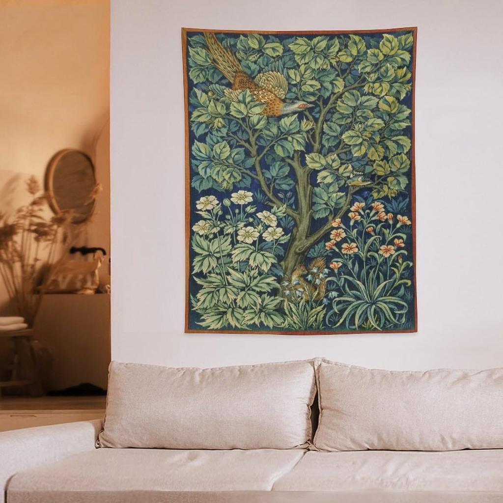 Arazzo da Parete con Piante Vintage, Classico Medievale Vintage Motivo Floreale Moderno Arredamento Murale, Floreale Retrò Arredamento per la Casa Per