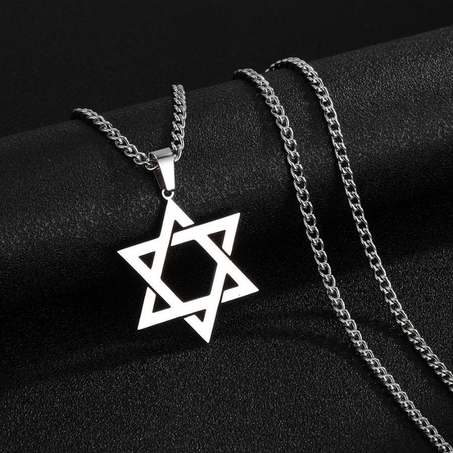 [Collana Coppia Esagramma] Collana Esagramma in Acciaio Inossidabile Nero Dorato - Ciondolo Stella Esagonale Gioielli Traforati Set Coppia - Regalo per le Feste