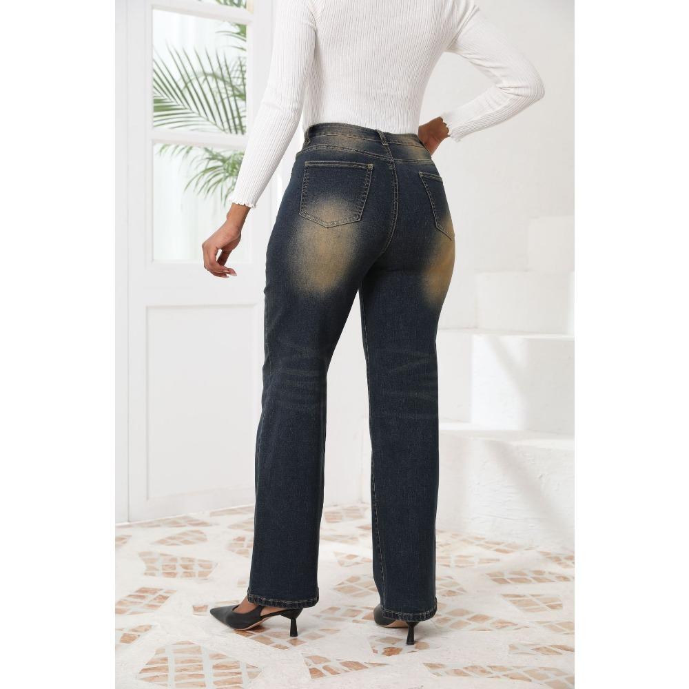 Neuer Stil Jeans Vintage Straight Locker Lässig Stilvoll Vielseitig Pendeln