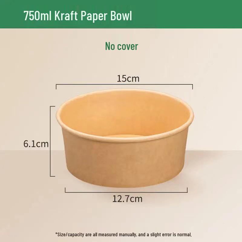 Kraft Paper Disposable Bowl - Ideal for Rice, Salad, Lunch, Takeout, Fast Food, and Fruit.