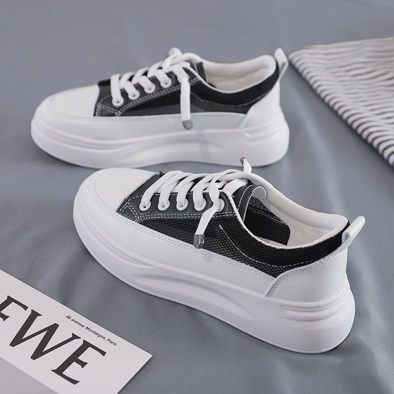 2025 Spring Women's White Korean Style Platform Sneakers – Versatile Height-Increasing Casual Shoes