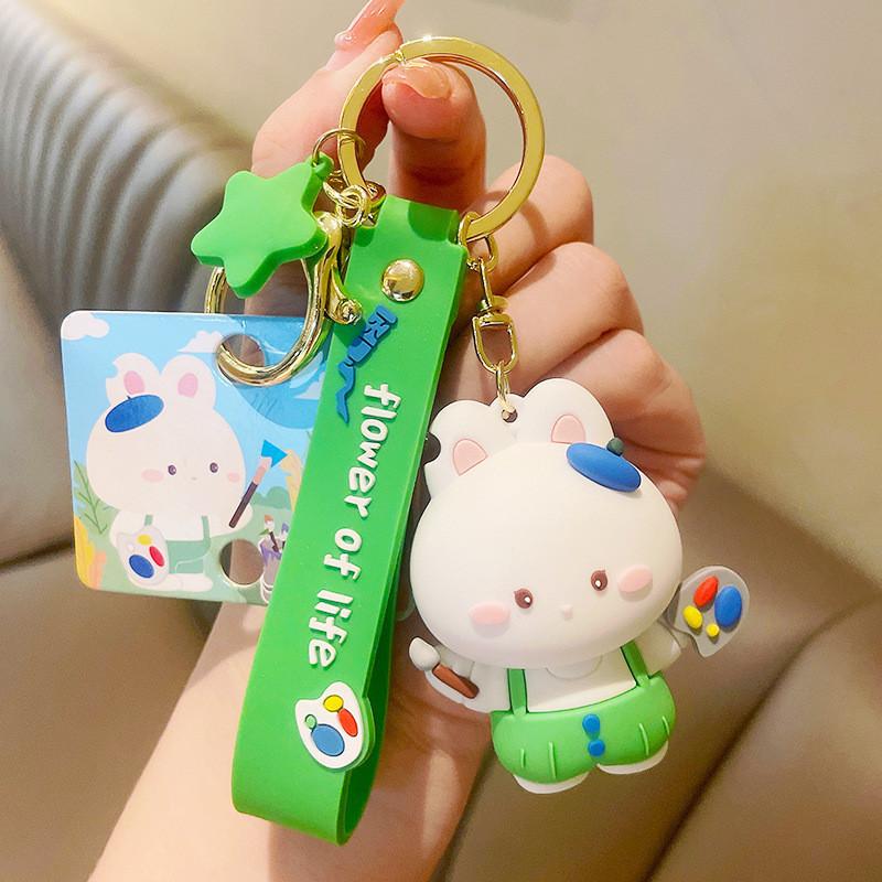 

Adorable Keychain Bunny Resin Material School Design Womens Trendy Charm зелёный