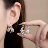 Silver Needle Geometric Heart Hoop Earrings - Retro & High-End Style for a Bold Look