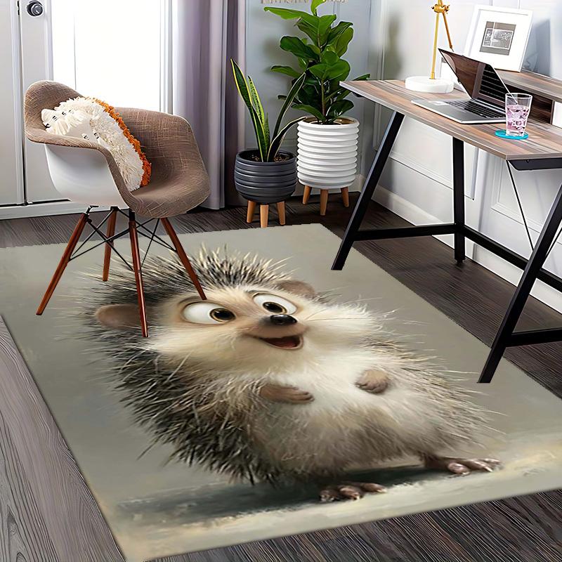 1pc Hedgehog Print Chair Mat - Anime Cartoon Design Office Chair Pad with Hedgehog Pattern for Non-Slip Carpet Suitable for Home Decor, Living Room, B