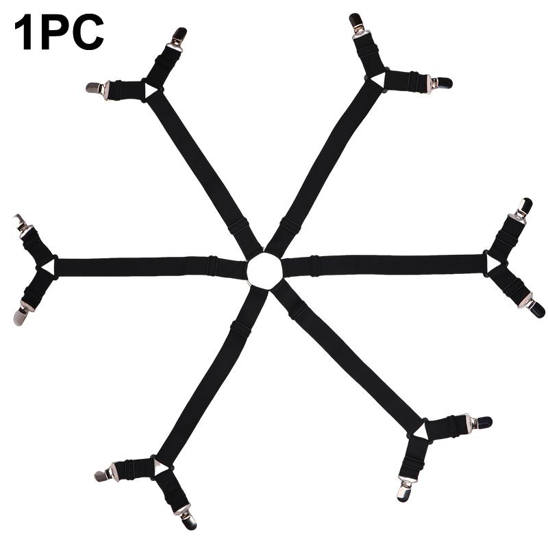

1/2/3Pcs Adjustable Elastic Bed Sheet Holder Mattress Clip Fasteners Cover Blankets Non-Slip Fixing Strap Grippers Black/White 1PC чёрный