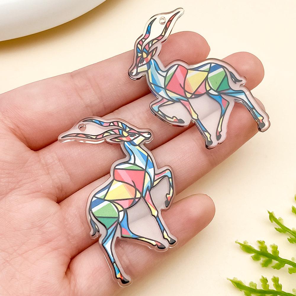 Cartoon Animal Mosaic Acrylic Jigsaw Pendant for DIY Jewelry
