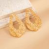 PuRui Punk Hollow Out Gold Color Wrinkled Texture Pendant Earrings Vintage Irregular Geometric Drop Earrings Female Zircon New
