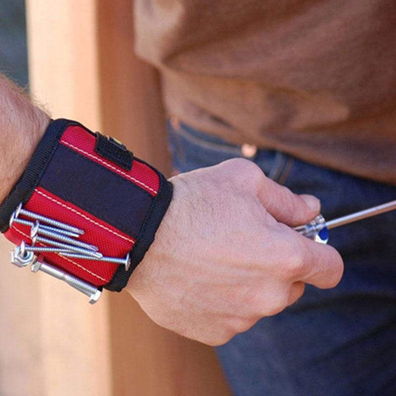 Magnetic Wristband Portable Tool Bag Electrician Wrist Tool Belt Screws Nails Drill Bits Holder