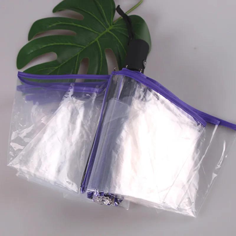 Umbrelă de ploaie automată transparentă, rezistentă la vânt, pliabilă automată, neagră, bărbați, femei, pentru călătorii în aer liber, pentru afaceri, pliabilă pentru mașină