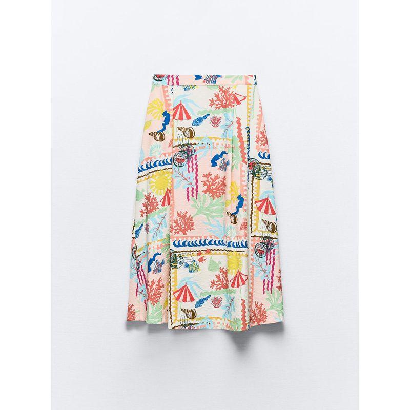 Za2024 Summer New Product Women's Clothes Sling Short Top 8730169 Patchwork Print Cape Skirt 8735169