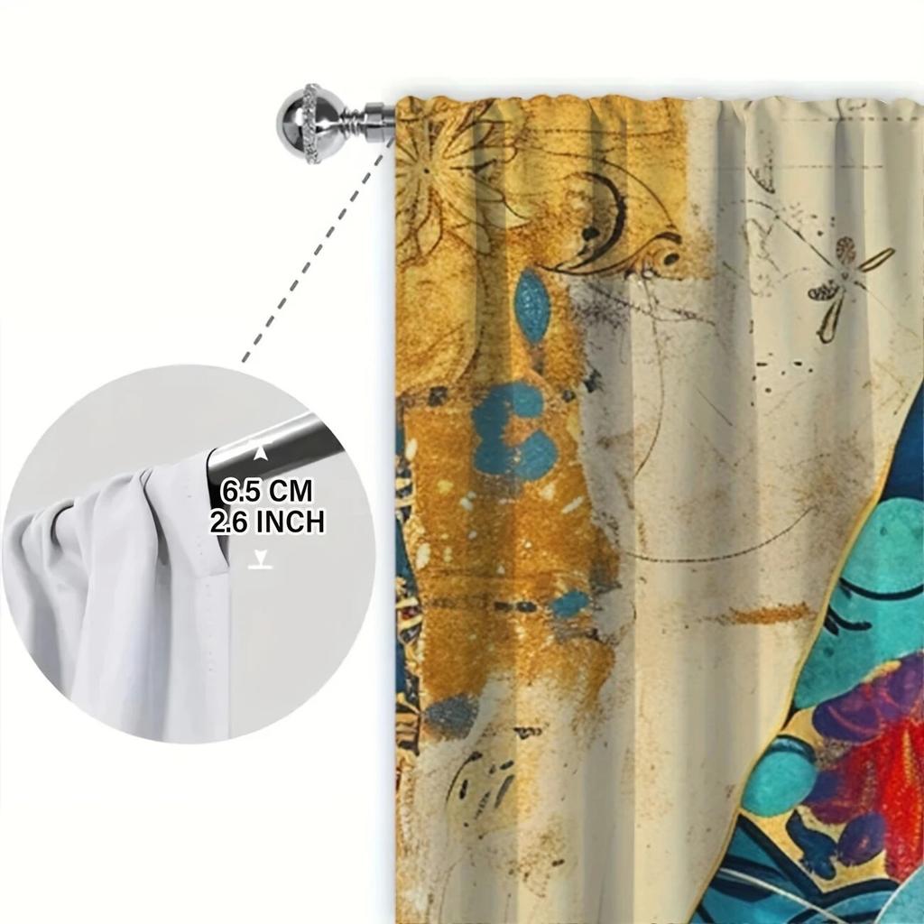 2pcs- Bohemian Cat Print Curtains   Pole Bag Curtains 42*84   Bedroom and Living Room   Home Decoration   Room Decoration