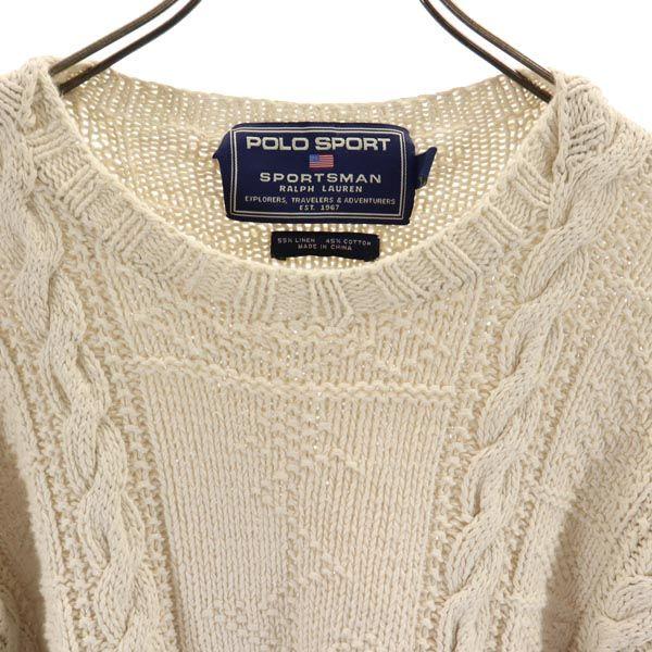 POLO SPORTS Linen Blend Long Sleeve Knit L Beige Sweaters and Tops Men's Used