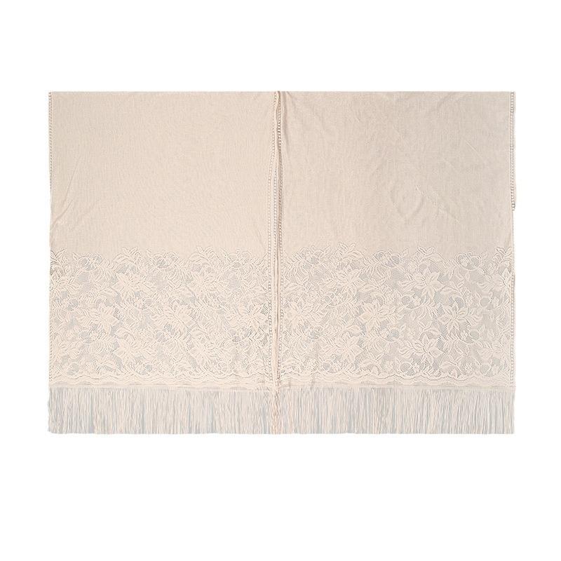 Autumn and Winter New Solid Color Lace Hollow Fringed Polyester Vest Long Elegant Women's Versatile Cheongsam Shawl