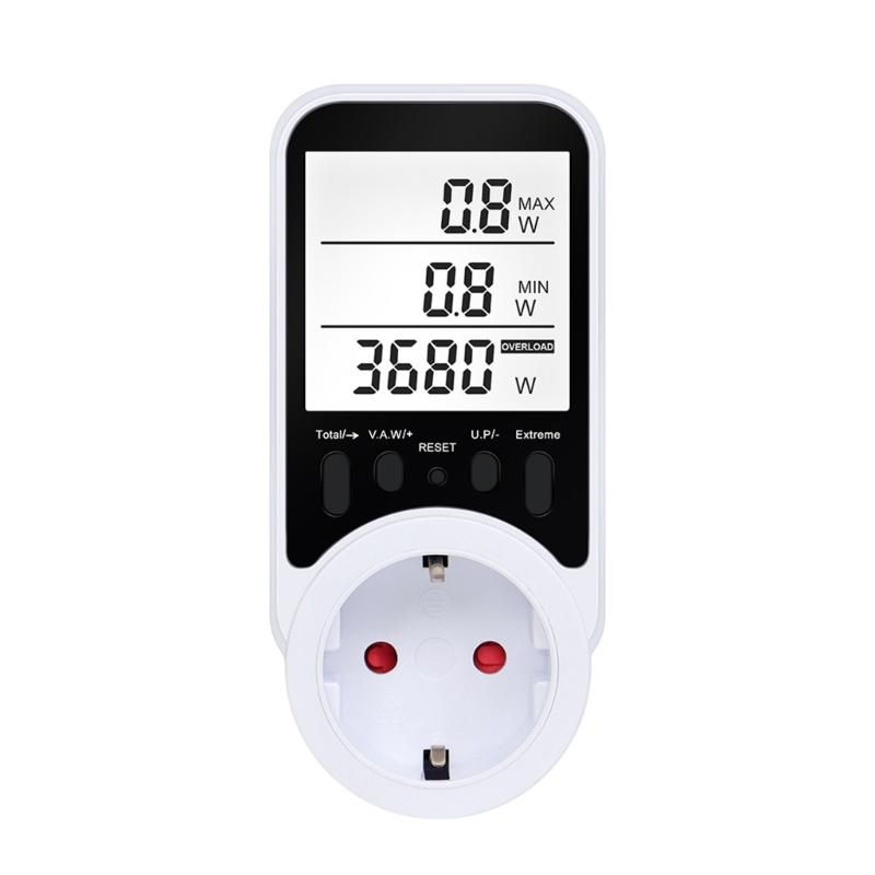 

3680W Watt Meter Energy Usage Monitor Plug In Socket Watt Meter Real Time Electricity Tracking 90 Days Data Memory 1