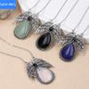 European and American Trendy Personalized Angel Wings Natural Crystal Stone Drop-shaped Pendant Necklace Jewelry