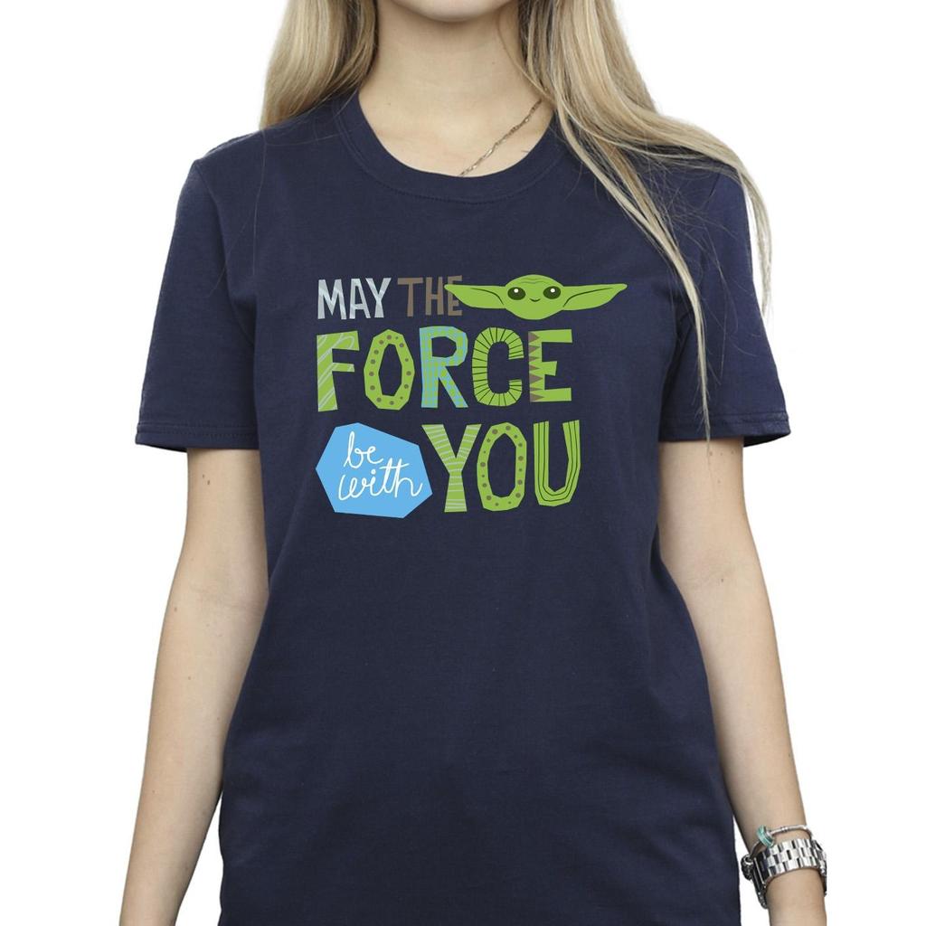 Star Wars Womens/Ladies The Mandalorian May The Force Be With You Cotton Boyfriend T-Shirt