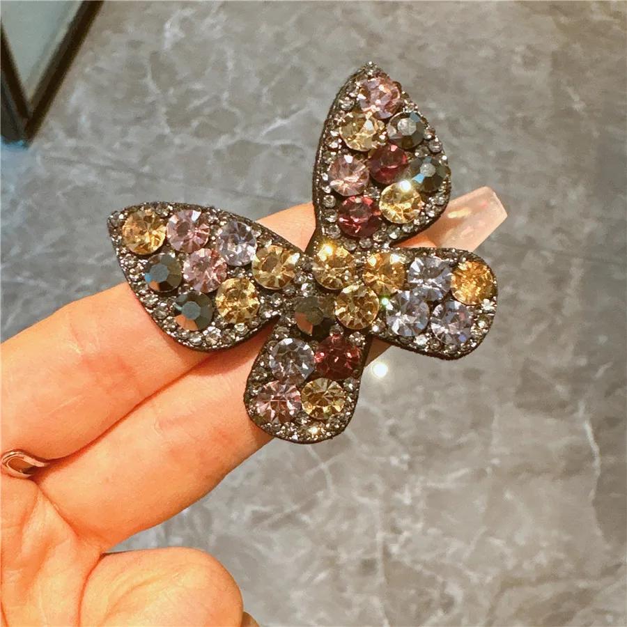 2025 Fashion Rhinestone Hair Clips Korean Shiny Butterfly Hairclips Women Snap Hairpin Hairgrip New Item Headwear Accessories